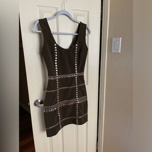 WALTER BAKER Army Green Sleeveless Studded Stretchy Knit Dress Size XS